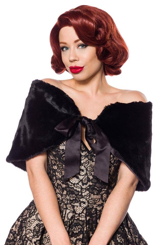 Belsira - Bolero made of Faux Fur Black