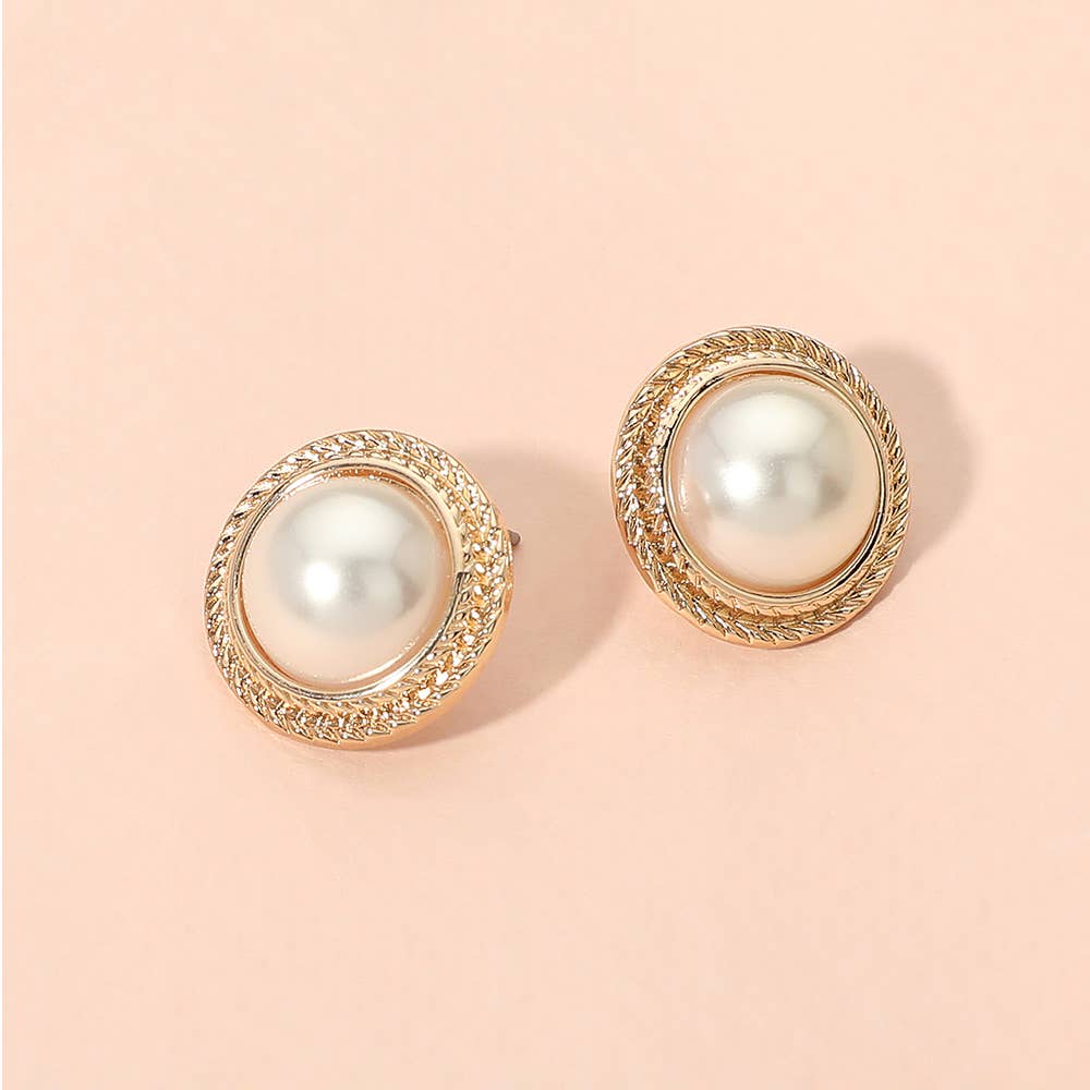 Perlenohrstecker creme / gold
