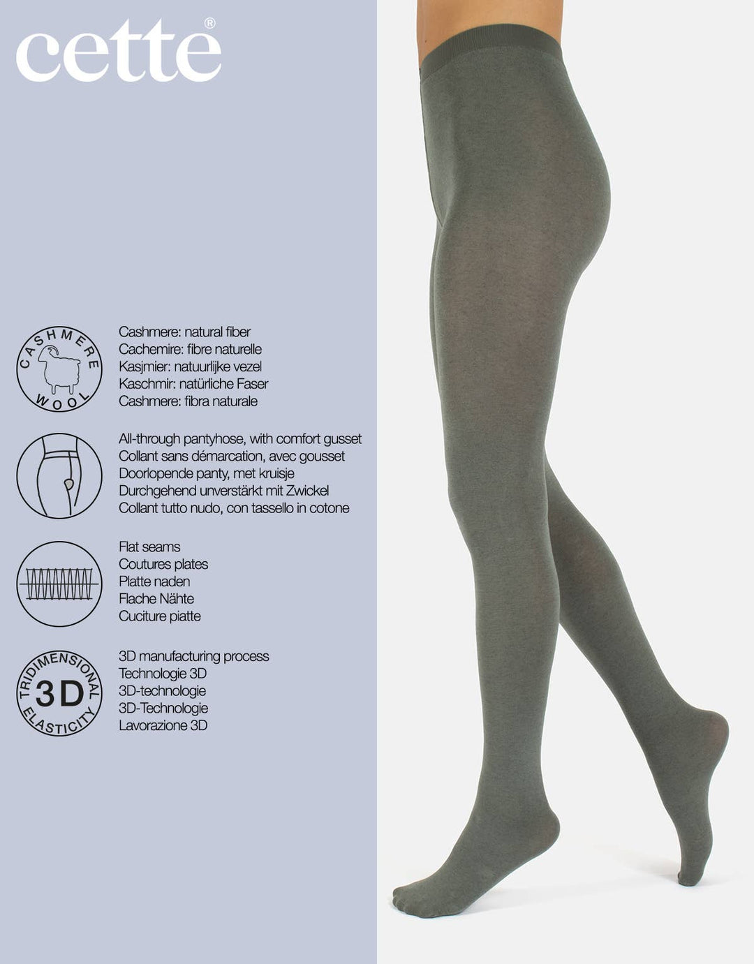 This - Cashmere wool tights 150 DEN, winter tights in lead gray