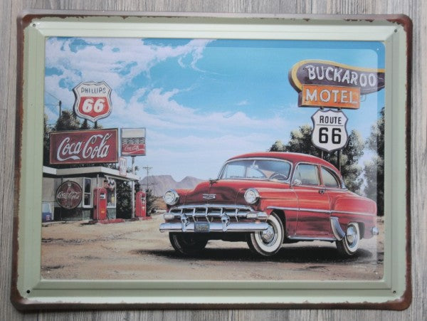 Clayre & Eef - Metal Sign 30x40 Vintage Car Route 66