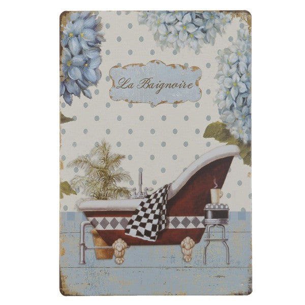 Clayre & Eef - Metal Sign 20x30 The Bathtub Blue