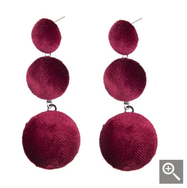 Juleeze - Boucles d'oreilles en velours Bordeaux