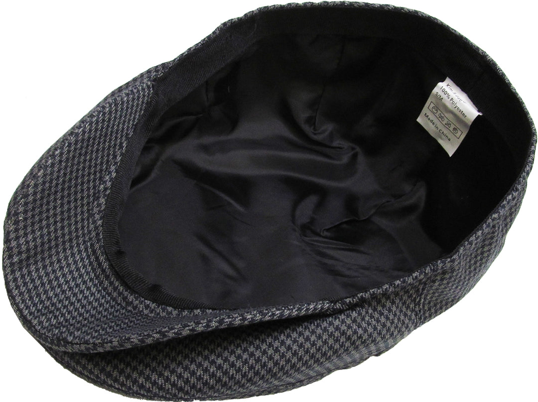 Sombrero Newsboy Clásico Houndstooth negro-gris