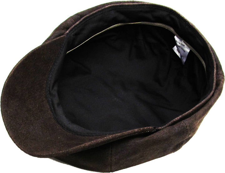 Ascot cap with button placket made of genuine leather