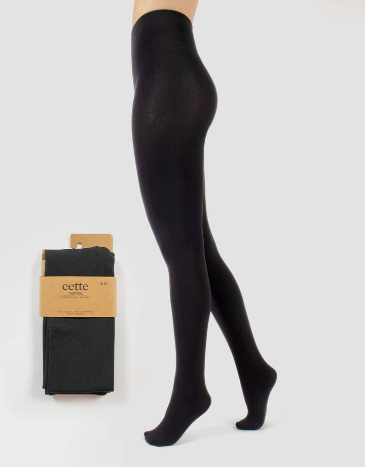 This - Thermal tights with warm fleece inner side 300 DEN, Black