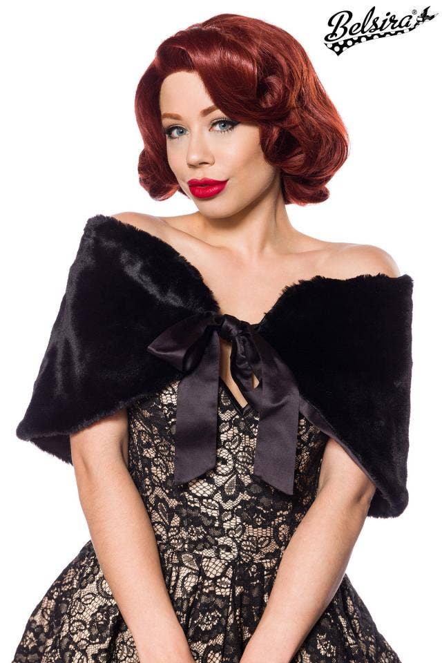 Belsira - Bolero made of Faux Fur Black