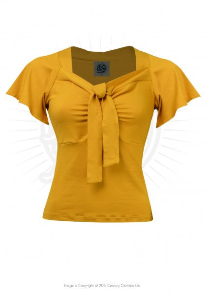 Pretty Retro - Pretty Tie Top in Mustard Yellow