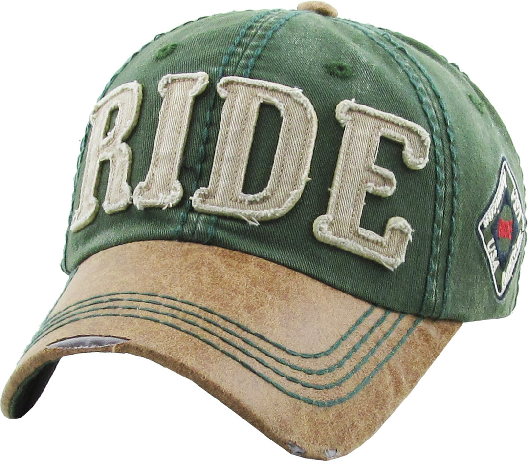 RIDE Casquette de baseball vintage verte