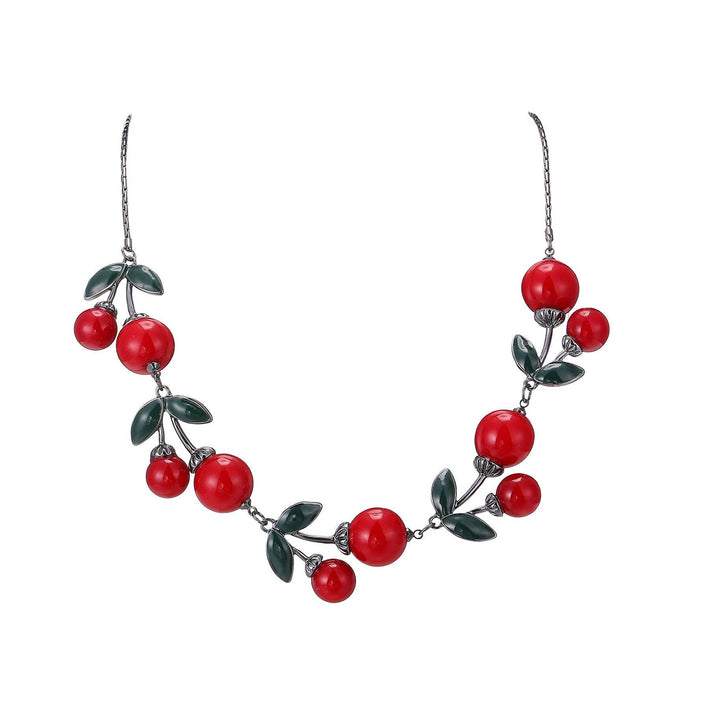 Merve Cherry Necklace in Red