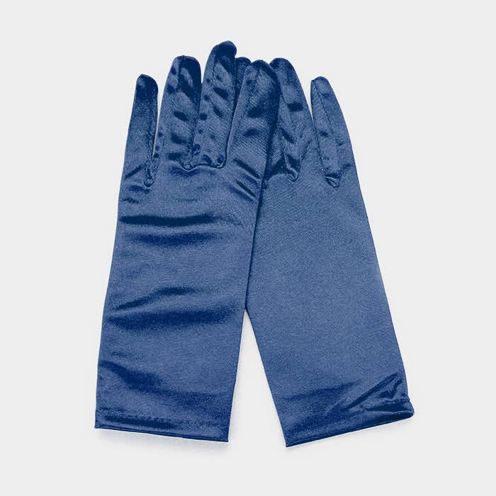 kurze Satin-Handschuhe navy
