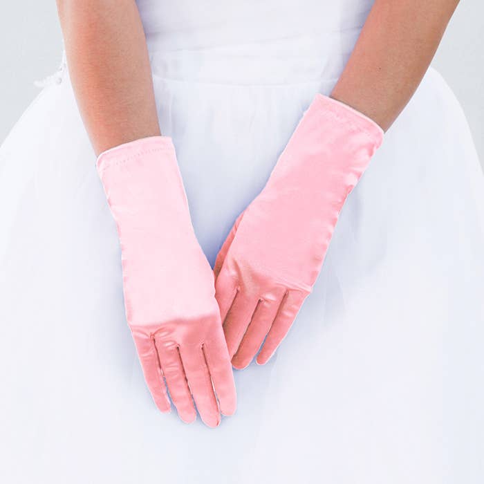 kurze Satin-Handschuhe rosa