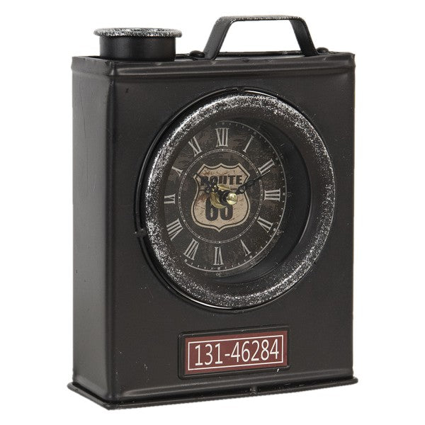 Clayre & Eef - Reloj de mesa bidón de gasolina negro Route66