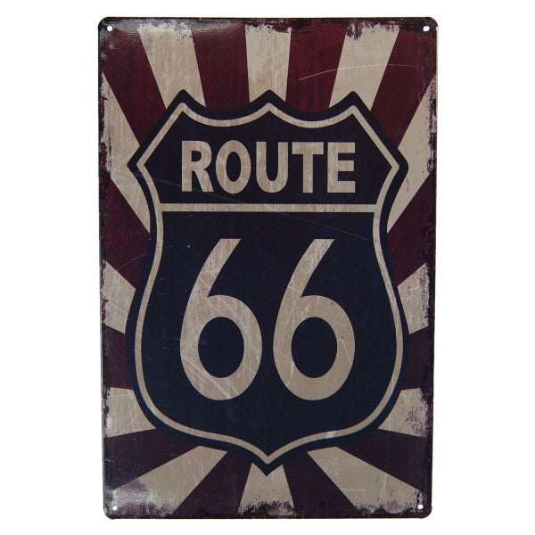 Clayre & Eef - Plaque en métal 20x30 Route 66