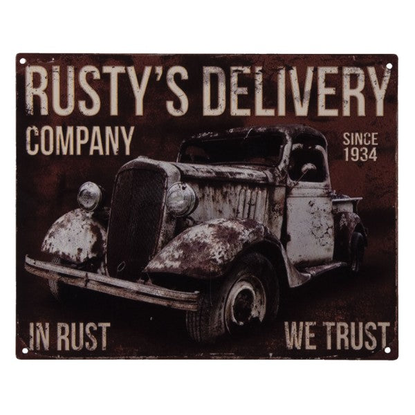 Clayre & Eef - Blechschild 25x20 Rusty's Delivery