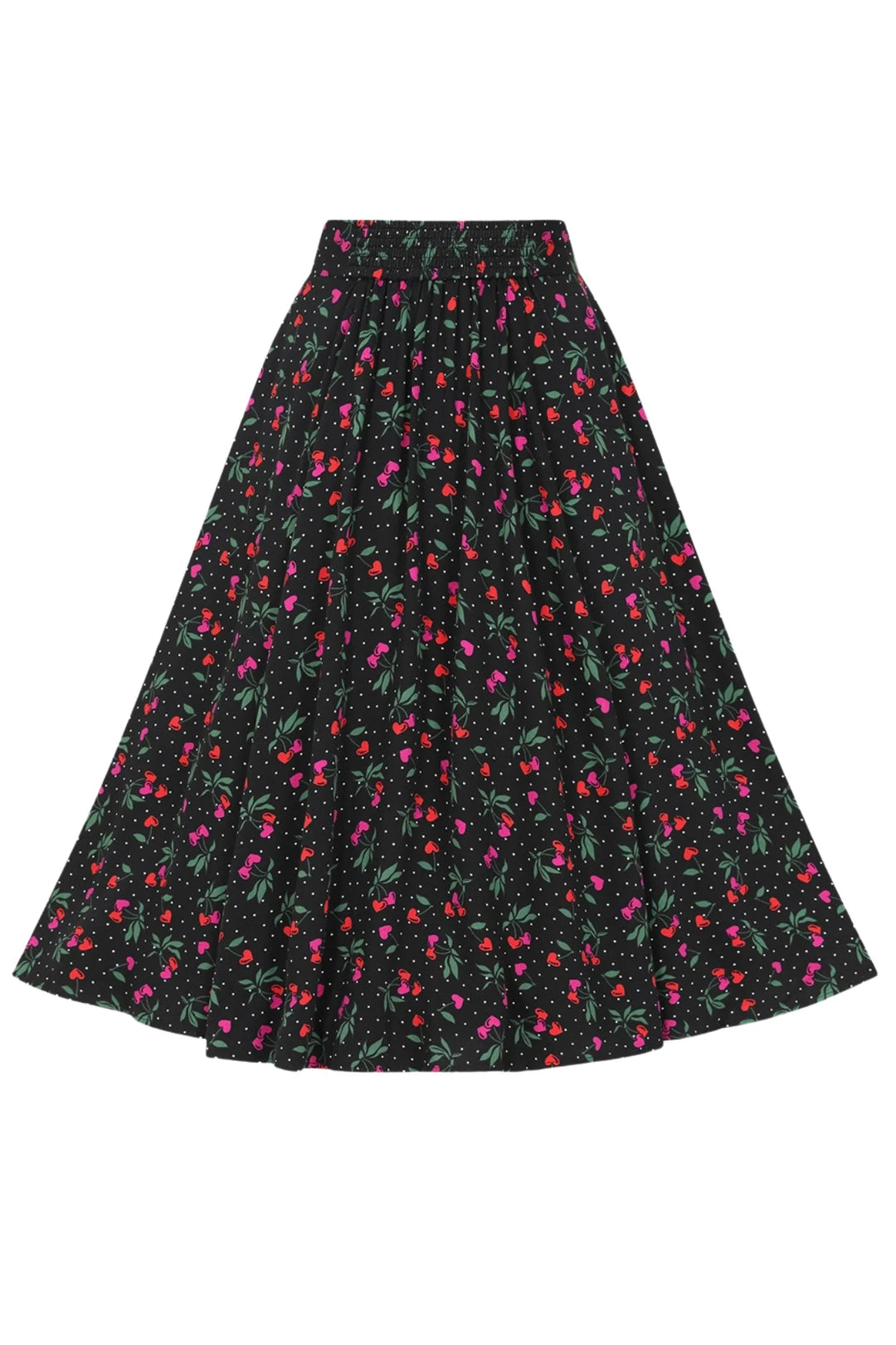 Collectif Womenswear – Megan Sweetheart Cherry Swing Skirt