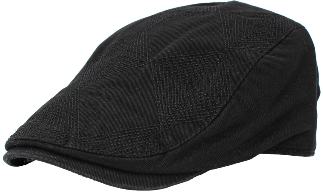 Gorra Newsboy Clásica Ivy, patrón de rombos, negra