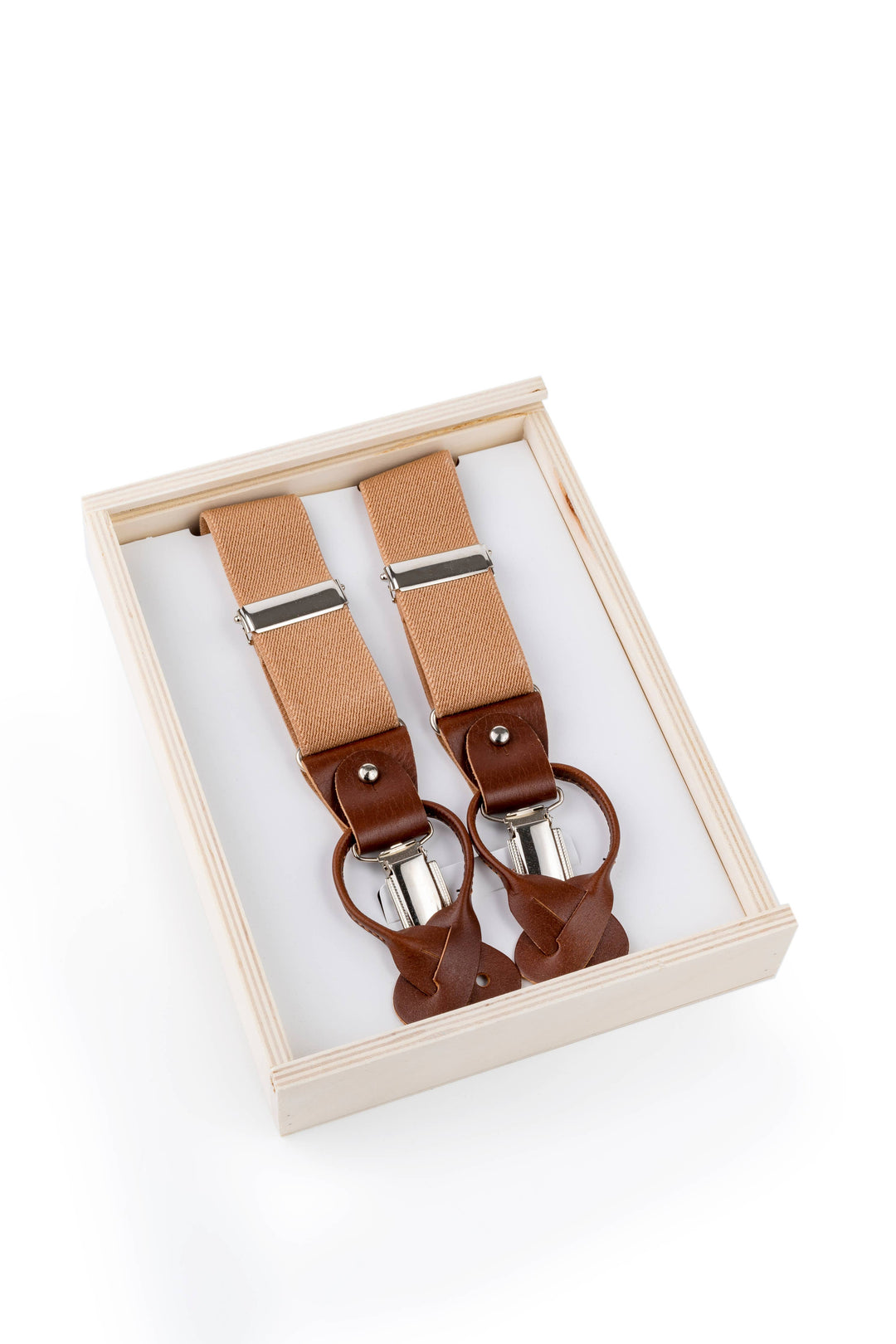 Valtico - Suspenders with buttons or clips, light brown