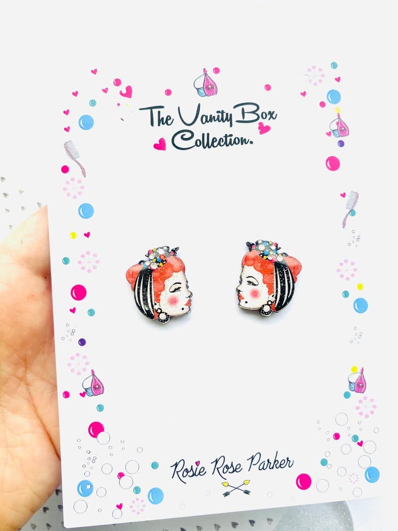 Rosie Rose Parker – Betty Retro-Ohrstecker im Mid-Century-Stil