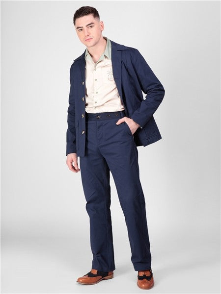 Collectif Menswear - Ethan Hoge Taille Broek in blauw