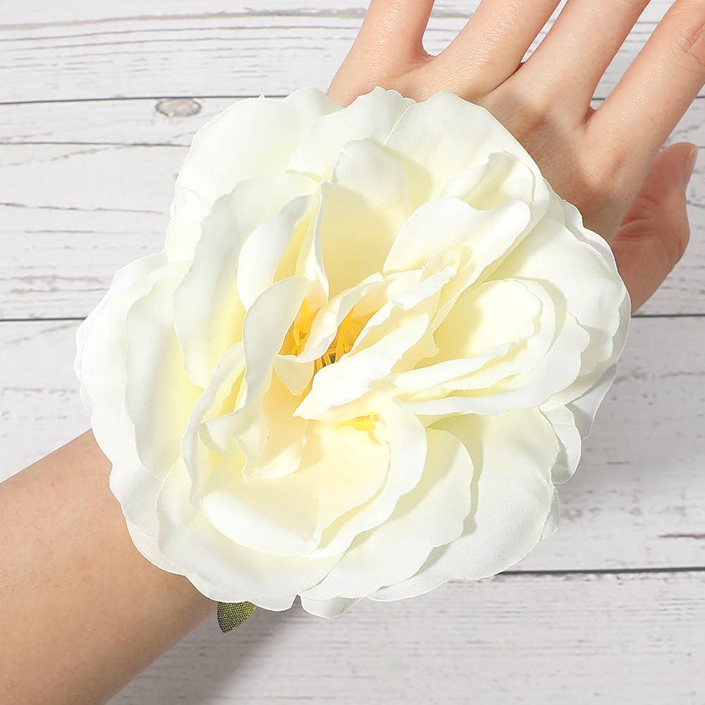 Große Blumenhaarspange / Clip / Haargummi ivory