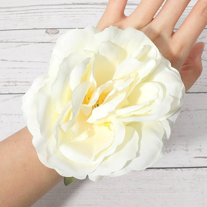 Große Blumenhaarspange / Clip / Haargummi ivory