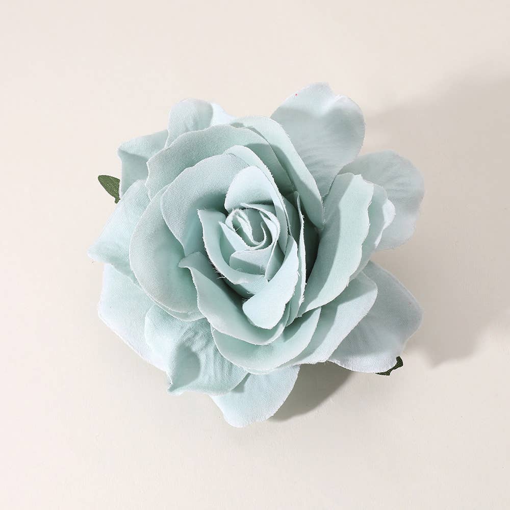 Haarclip, Haargummi, Brosche Rose mint