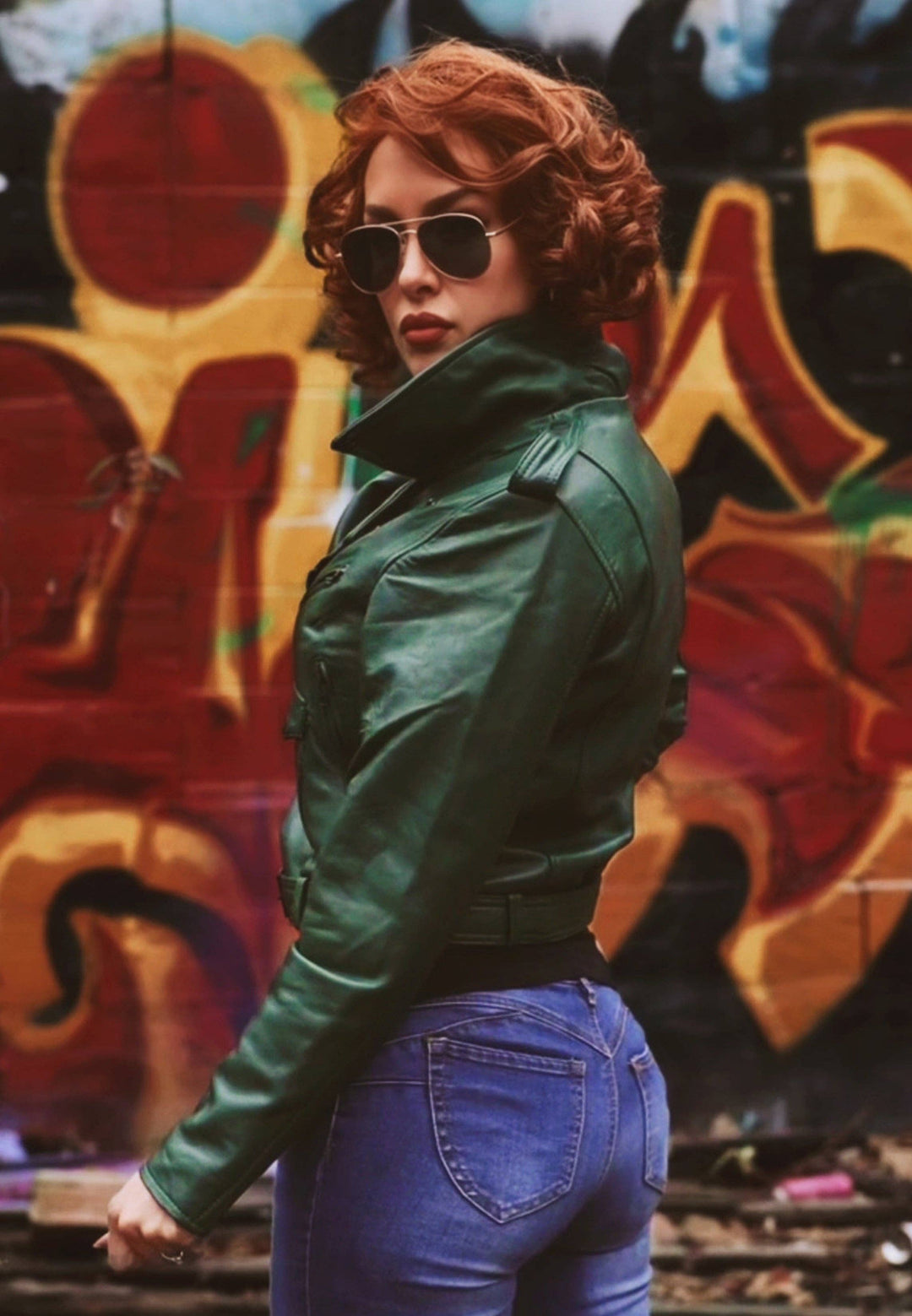 Queen Kerosin – Lederjacke Marlon grün