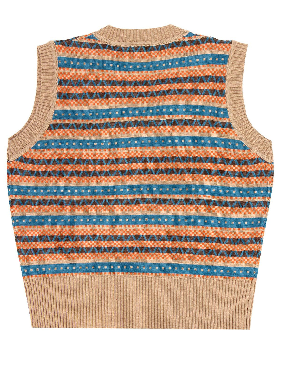 Revival - Walter Vintage Fairisle Tank Top in orange
