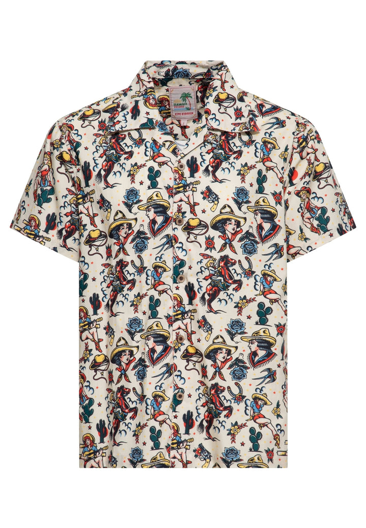 King Kerosin - Hawaiihemd Cowgirl offwhite