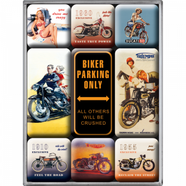 Magnet-Set (9-delig) - Alleen Biker Parkeren