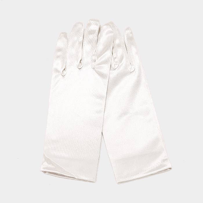 kurze Satin-Handschuhe ivory