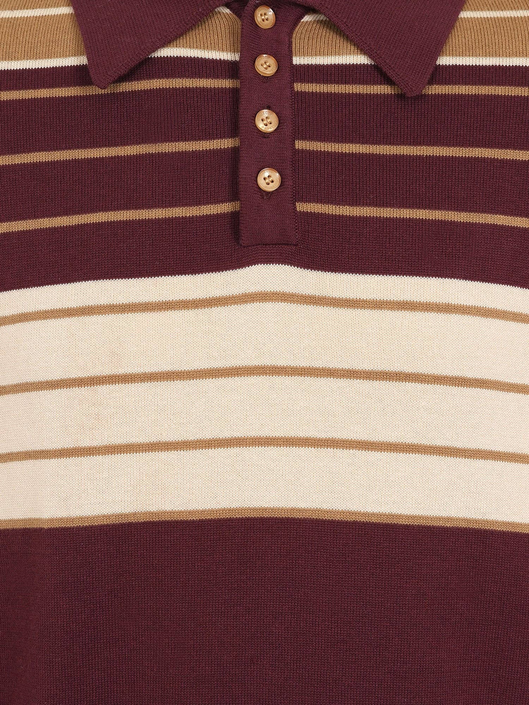 Jo Striped Polo Jumper in burgundy