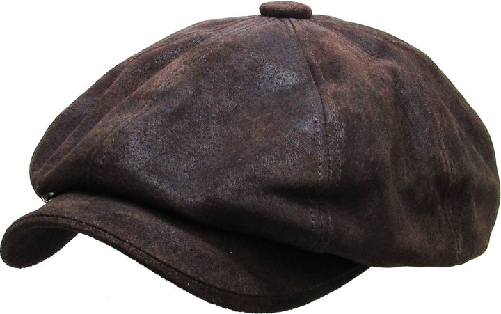 Ascot cap with button placket made of genuine leather