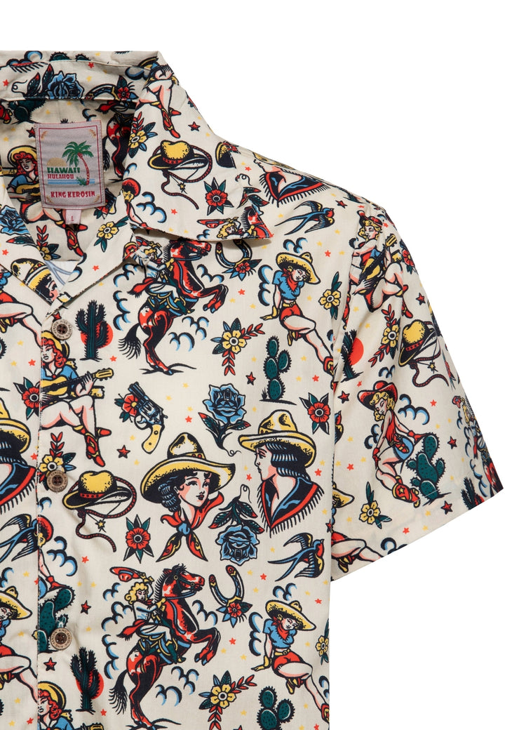 King Kerosin - Hawaiihemd Cowgirl offwhite
