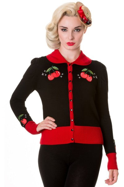 Banned Retro - Black Red Vintage Cherry Cardigan