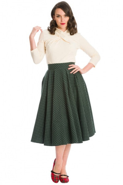 Banned Retro - Cosy Spot Swing Skirt green