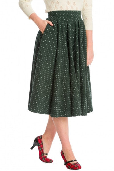 Banned Retro - Cosy Spot Swing Skirt green