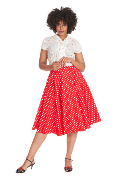 Banned Retro - Dot Days Swing Skirt in red