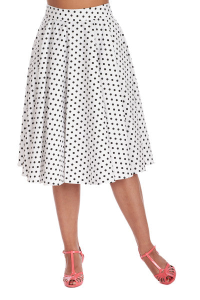 Banned Retro - Dot Days Swing Skirt in white