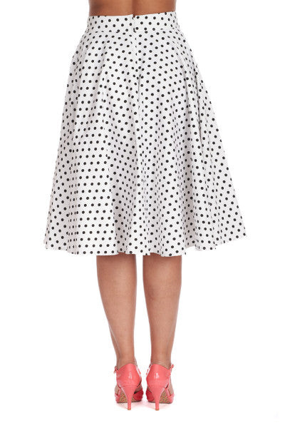 Banned Retro - Dot Days Swing Skirt in weiß