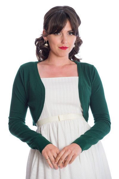 Banned Retro - Flickers Bolero in bottle green