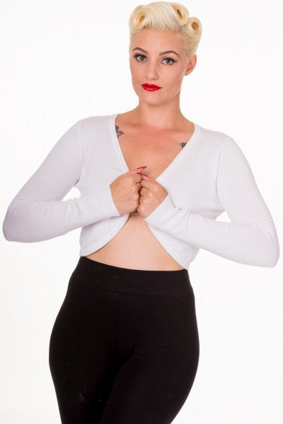 Banned Retro - Flickers Bolero in bianco ghiaccio