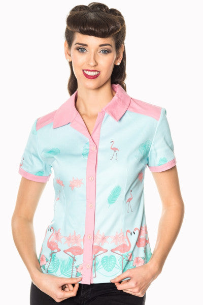 Banned Retro – Blouse Going My Way Bleue