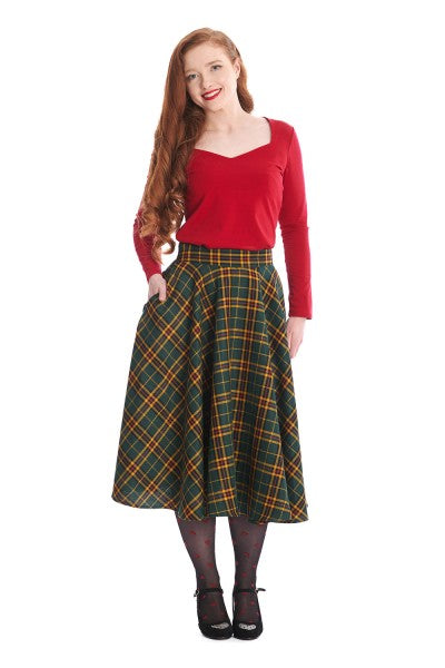 Banned Retro - Highland Green Swing Skirt