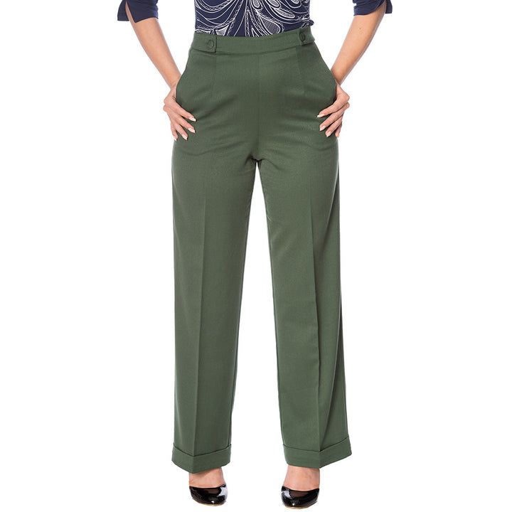 Banned Retro - Party On Trousers in dunkelgrün