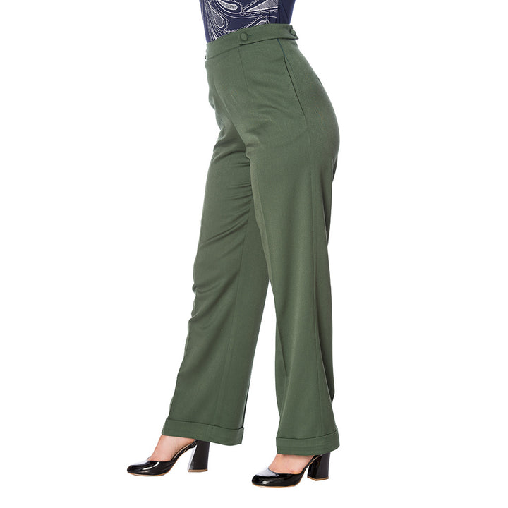 Banned Retro - Party On Trousers in dunkelgrün