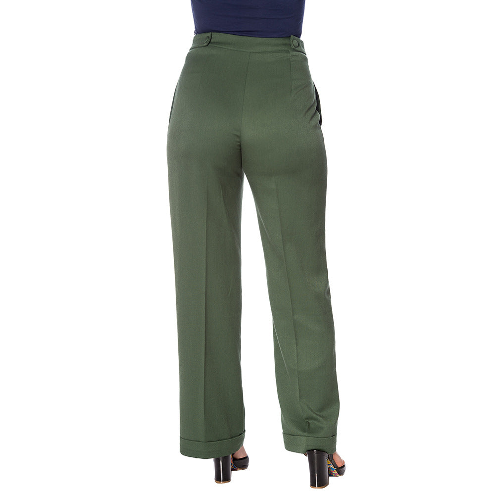 Banned Retro - Party On Trousers in dunkelgrün
