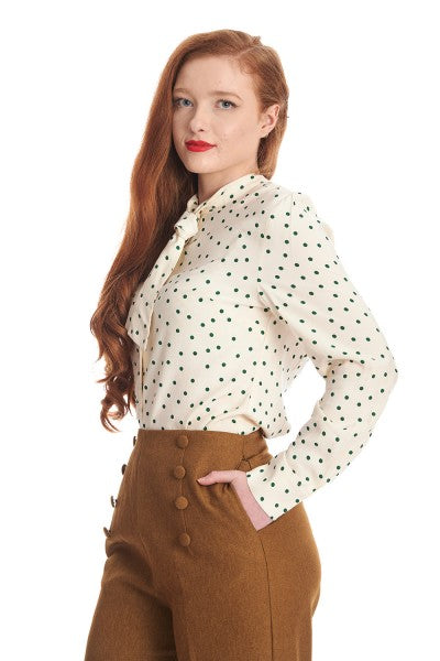 Banned Retro – Spot Envy Blouse in cream white