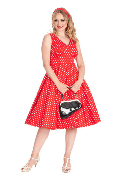 Banned Retro - Summer of Spots Jurk in rood