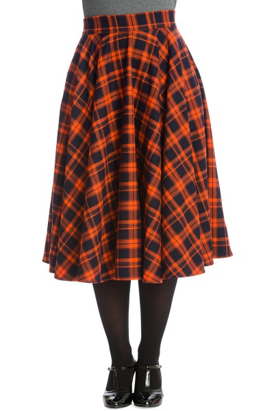 Banned Retro - Miss Spook Circular Swing Skirt orange